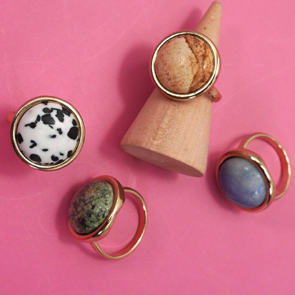 Natural Stone Cocktail Statement Ring